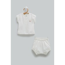 Caramell Hello Boy Yarım Patlı Alt Üst Takım - Ekru - 74-80 cm Ekru