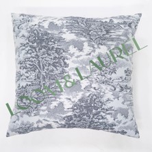 LOOM & LAUREL Yüksek Kaliteli Desenli Jakarlı Dokuma Kumaş 45 x 43 cm (İçi Dolu) Gri Ağırlıklı