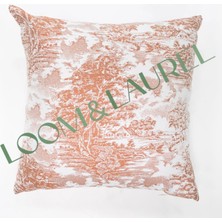 LOOM & LAUREL Yüksek Kaliteli Desenli Jakarlı Dokuma Kumaş 45 x 43 cm (İçi Dolu) Açık Kahverengi Ağırlıklı