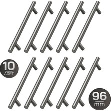 Badem10 (10 Adet) Titanyum Renk 96 mm 9,6 cm Metal Mobilya Mutfak Dolap Çekmece Dolabı Kulbu Kulpu Kulpları