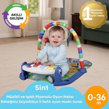 Ecosell Premium 5-In-1 Piyanolu Oyun Halısı-Işıklı,çoklu Melodi,çift Yönlü Çıngırak (Mavi)