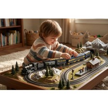 Vardem Çocuklar Için 33 Parça Dev Raylı Klasik Tren Seti - Sesli ve Işık Efektli Tren Set