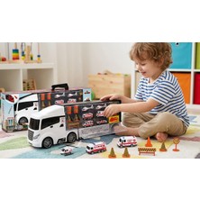 Galtoys Taşınabilir Büyük Tır Seti - 15+1 Parça Acil Durum Araçlı ve Trafik Işaretli Oyuncak Seti