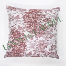 LOOM & LAUREL Yüksek Kaliteli Desenli Jakarlı Dokuma Kumaş Kırlent 45 x 43 cm (İçi Dolu) Bordo Ağırlıklı