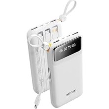 Ecosell 10.000 Mah Dijital Göstergeli Kendinden Kablolu Powerbank Beyaz PB-120