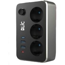 Ecosell Termal Akım Korumalı 3'lü Priz ve USB Şarj Istasyonu 2 Usb, 1 Type-C