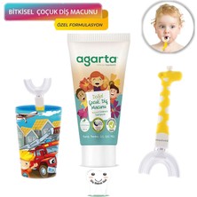 Mas Lord U Tipi Yeni Nesil Diş Fırçası Seti - Mavi Fırçalık + Sarı Zürafa 6-12 Yaş 