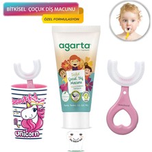 Mas Lord U Tipi Yeni Nesil Diş Fırçası Seti - Pembe Fırçalık + Pembe Kalp 2-6 Yaş 