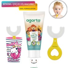 Mas Lord U Tipi Yeni Nesil Diş Fırçası Seti - Pembe Fırçalık + Sarı Kalp 2-6 Yaş