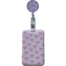 Stormistoretr Pembe Mini Fiyonk Çekmeli Kart Tutucu Koruyucu Yoyo Dikey Kartlık