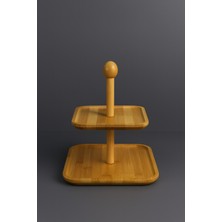 Iki Katlı Bambu Sunumluk, Kuruyemiş ve Şekerleme Için Şık ve Doğal Tasarım