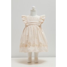 Caramell Mını Lady Keten Elbise - Bej - 62-68 cm Bej