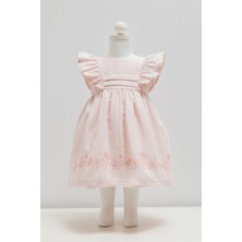 Caramell Mını Lady Keten Elbise - Pembe - 62-68 cm Pembe