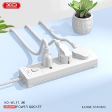 Ecosell Xo Is Beauty WL17 Akım Korumalı 3'lü Grup Priz, 3 Evrensel Priz, 2 Metre Kablo, 2500W, Açma Kapama Anahtarlı, Alev Geciktirici Malzeme, Beyaz