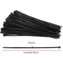 Ecosell 3,6X300 mm Siyah Kablo Bağı | 100 Adet Naylon 6.6 Plastik Cırt Kelepçe | 30 cm Kablo Toplayıcı | 18 kg Çekme Mukavemetli Kablo Düzenleyici