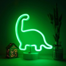 Ecosell Ema Dükkan Neon LED Işıklı Usb'li Gece Lambası Neon LED Işıklı Masa Lambası Dekoratif Aydınlatma (Dinazor)