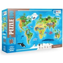 Ecosell Blue Focus 100 Parça - Anımal World Map (Hayvan Dünya Haritası)