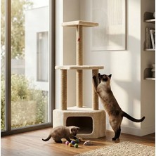 Turkuaz Tırmalama Tr1969 Köşe Katlı Kedi Evi  Tırmalama Tahtası Kedi Tırmalaması