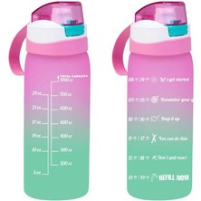 Ecosell 161646-161 Su Şişesi - Motivasyon Su Matarası - Plastik Renkli Suluk Pembe 1lt