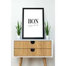 Ecosell Tek Parça Çerçeve Görünümlü Yazılı Mdf Tablo "bon Appetit"