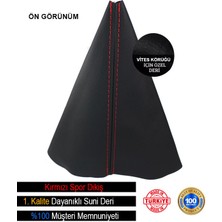 Ruselland Renault Latitude Siyah Deri Özel Yeni Tasarım Kırmızı Spor Dikiş Vites Körüğü