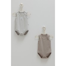 Caramell Basıc Kaşkorse Kolsuz Ikili Body - Gri - 62-68 cm Gri