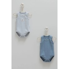Caramell Basıc Kaşkorse Kolsuz Ikili Body - Mavi - 68-74 cm Mavi