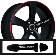 Ruselland Tesla Modelleri Için Uyumlu Kapı Kolu /jant Sticker Seti 10 Adet 10 x 1,5 cm