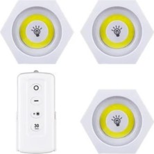 Ecosell Uzaktan Kumandalı 3'lü Köşeli Spot LED Lamba Kablosuz Pilli Işıldak 1410