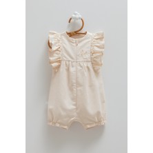 Caramell Mını Lady Kol Fırfırlı Keten Barbatöz - Bej - 62-68 cm Bej