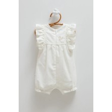 Caramell Mını Lady Kol Fırfırlı Keten Barbatöz - Ekru - 68-74 cm Ekru