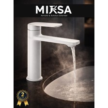 Mixsa Victor Serisi Premium Beyaz Banyo Lavabo Bataryası - Modern Tasarım Lüks Banyo Musluğu