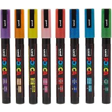 Ecosell Uni 0.9-1.3 mm Su Bazlı Poster Markörü Simli 8 Li Set