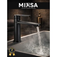 Mixsa Victor Serisi Premium Siyah Banyo Lavabo Bataryası - Modern Tasarım Lüks Banyo Musluğu