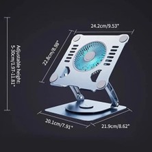 Ecosell Soğutuculu Notebook ve Laptop Stand Yüksekliği Ayarlanabilir Fanlı Tutucu 10-17 Inç Notebooklar ile Uyumlu 360 Derece DÖNER%100 Tok Alüminyum Alaşımlı Katlanır CZY524 (CZY524 - Silver)