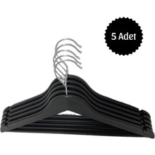 Vizka Ahşap Görünümlü Plastik Askı , Elbise , Pantolon Askısı , Gömlek Askısı , İtalyan Askı / 5ADET SİYAH