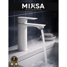 Mixsa Beyaz Sabit Gövde Lüx Banyo Lavabo Musluğu Bataryası