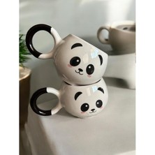 Ecosell 2'li Gülen Sevimli Çay Kahve El Yapımı Seramik Kupa Bardak