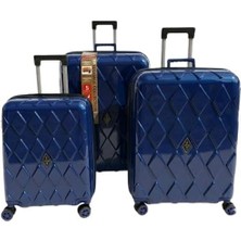 Trend Pp Polipropilen Kırılmaz Kabin & Orta & Büyük Boy 3'lü Valiz Seti (Lacivert)