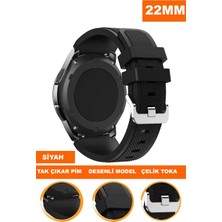  samsung gear s3 classic frontier uyumlu 22mm desenli soft silikon saat kordonu kayışı a57-sıyah