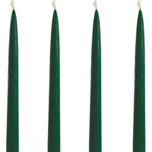 Ecosell Mum 4 Adet Standart Şamdan Mumu 25CM Boy 2cm Kalınlık Yeşil Dekoratif Mum (Yeşil)