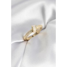 Eco Lounge Zirkon Taşlı Sedefli Gold Renk Kadın Yüzük