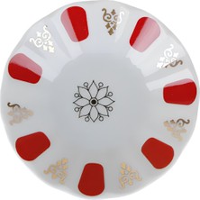 6 Kişilik Porselen Kahve ve Çay Tabağı Seti, Kırmızı Gold