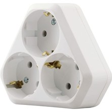 Ecosell Üçgen Tip 3'lü Topraklı Priz, Beyaz