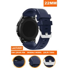  xiaomi mi watch s1-s2 yuvarlak kasa uyumlu 22mm desenli soft silikon saat kordonu kayışı a57-lacıvert