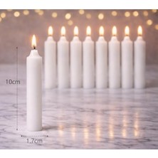 Ecosell 10’lu Beyaz Dilek Mumu Seti – Kaliteli ve Pürüzsüz Dış Yapılı, Içten Yanan Fitilli, Silindir Blok Tasarımlı, Dekoratif ve Ritüel Kullanımına Uygun Mumlar