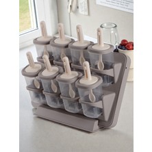 Deyhome Stantlı   Tezgah Üstü Kapaklı Kaşıklı 8’li Baharat Takımı – Yapışkanlı Duvara Monte Edilebilir Tasarım