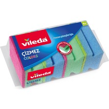 Ecosell 169750 Colors Çizmez Sünger 4'lü Oluklu, Yeşil-Mavi-Pembe