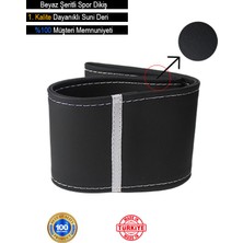 Ruselland Seat Cordoba Özel Süper Deri Direksiyon Kılıfı, Beyaz Şeritli Spor Dikiş