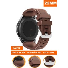  samsung gear s3 classic frontier uyumlu 22mm desenli soft silikon saat kordonu kayışı a57-kahve